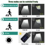 IP65 Solar Outdoor Wall Light with PIR Motion Sensor Remote and 3 Modes - Image 11