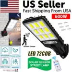 IP65 Solar Outdoor Wall Light with PIR Motion Sensor Remote and 3 Modes