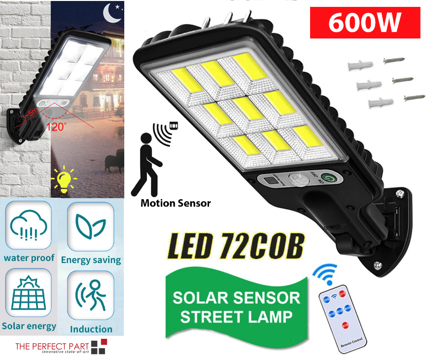 IP65 Solar Outdoor Wall Light with PIR Motion Sensor Remote and 3 Modes