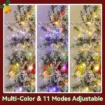 HOMCOM 60in Flocked Pre-Lit Christmas Wreath with 3D Red Bow, 11 Lighting Modes, Front Door Christmas Wreath with Remote - Image 7