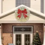 HOMCOM 60in Flocked Pre-Lit Christmas Wreath with 3D Red Bow, 11 Lighting Modes, Front Door Christmas Wreath with Remote - Image 8