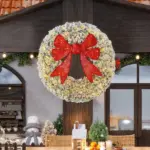 HOMCOM 60in Flocked Pre-Lit Christmas Wreath with 3D Red Bow, 11 Lighting Modes, Front Door Christmas Wreath with Remote - Image 10