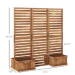 Outsunny 62.5" x 19" x 66" Wood Panel Trellis w/ 4 Planter Box Raised Bed for Garden Natural Wood - Image 3