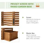 Outsunny 62.5" x 19" x 66" Wood Panel Trellis w/ 4 Planter Box Raised Bed for Garden Natural Wood - Image 4