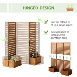 Outsunny 62.5" x 19" x 66" Wood Panel Trellis w/ 4 Planter Box Raised Bed for Garden Natural Wood - Image 5