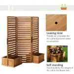 Outsunny 62.5" x 19" x 66" Wood Panel Trellis w/ 4 Planter Box Raised Bed for Garden Natural Wood - Image 6