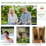Outsunny 62.5" x 19" x 66" Wood Panel Trellis w/ 4 Planter Box Raised Bed for Garden Natural Wood - Image 7