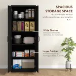 HOMCOM 63" 2-Door Kitchen Pantry, Freestanding Cabinet with 2 Adjustable Shelves for Dining Room, Cinnamon Black Wood Grain - Image 4