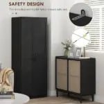 HOMCOM 63" 2-Door Kitchen Pantry, Freestanding Cabinet with 2 Adjustable Shelves for Dining Room, Cinnamon Black Wood Grain - Image 6
