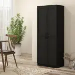 HOMCOM 63" 2-Door Kitchen Pantry, Freestanding Cabinet with 2 Adjustable Shelves for Dining Room, Cinnamon Black Wood Grain - Image 8