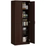 HOMCOM 63" 2-Door Kitchen Pantry, Freestanding Cabinet with 2 Adjustable Shelves for Dining Room, Cinnamon Cherry Wood Grain - Image 11