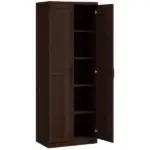 HOMCOM 63" 2-Door Kitchen Pantry, Freestanding Cabinet with 2 Adjustable Shelves for Dining Room, Cinnamon Cherry Wood Grain
