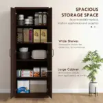 HOMCOM 63" 2-Door Kitchen Pantry, Freestanding Cabinet with 2 Adjustable Shelves for Dining Room, Cinnamon Cherry Wood Grain - Image 4