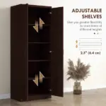 HOMCOM 63" 2-Door Kitchen Pantry, Freestanding Cabinet with 2 Adjustable Shelves for Dining Room, Cinnamon Cherry Wood Grain - Image 5
