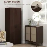 HOMCOM 63" 2-Door Kitchen Pantry, Freestanding Cabinet with 2 Adjustable Shelves for Dining Room, Cinnamon Cherry Wood Grain - Image 6