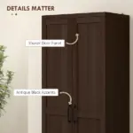 HOMCOM 63" 2-Door Kitchen Pantry, Freestanding Cabinet with 2 Adjustable Shelves for Dining Room, Cinnamon Cherry Wood Grain - Image 7