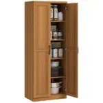 HOMCOM 63" 2-Door Kitchen Pantry, Freestanding Cabinet with 2 Adjustable Shelves for Dining Room, Cinnamon Teak Wood Grain - Image 11