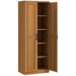 HOMCOM 63" 2-Door Kitchen Pantry, Freestanding Cabinet with 2 Adjustable Shelves for Dining Room, Cinnamon Teak Wood Grain