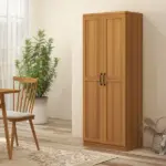 HOMCOM 63" 2-Door Kitchen Pantry, Freestanding Cabinet with 2 Adjustable Shelves for Dining Room, Cinnamon Teak Wood Grain - Image 8