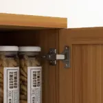 HOMCOM 63" 2-Door Kitchen Pantry, Freestanding Cabinet with 2 Adjustable Shelves for Dining Room, Cinnamon Teak Wood Grain - Image 9
