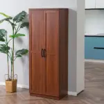 HOMCOM 63" 2-Door Kitchen Pantry Storage Cabinet with 5-Tier Shelving and 2 Adjustable Shelves for Dining Room, Brown - Image 2