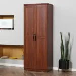 HOMCOM 63" 2-Door Kitchen Pantry Storage Cabinet with 5-Tier Shelving and 2 Adjustable Shelves for Dining Room, Brown - Image 11