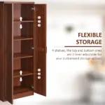 HOMCOM 63" 2-Door Kitchen Pantry Storage Cabinet with 5-Tier Shelving and 2 Adjustable Shelves for Dining Room, Brown - Image 5