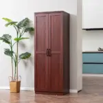 HOMCOM 63 Inch 2-Door Pantry Cupboard with 5-Tier Shelving and 2 Adjustable Shelves, Anti-Tipping, Espresso - Image 2