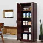 HOMCOM 63 Inch 2-Door Pantry Cupboard with 5-Tier Shelving and 2 Adjustable Shelves, Anti-Tipping, Espresso - Image 11