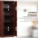 HOMCOM 63 Inch 2-Door Pantry Cupboard with 5-Tier Shelving and 2 Adjustable Shelves, Anti-Tipping, Espresso - Image 5