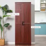 HOMCOM 63 Inch 2-Door Pantry Cupboard with 5-Tier Shelving and 2 Adjustable Shelves, Anti-Tipping, Espresso - Image 7