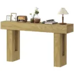HOMCOM 63 Inch Console Table, Sofa Table Behind the Couch with Thickened Tabletop for Living Room, Hallway, Entrance, Oak