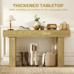 HOMCOM 63 Inch Console Table, Sofa Table Behind the Couch with Thickened Tabletop for Living Room, Hallway, Entrance, Oak - Image 3