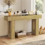 HOMCOM 63 Inch Console Table, Sofa Table Behind the Couch with Thickened Tabletop for Living Room, Hallway, Entrance, Oak - Image 5