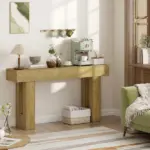 HOMCOM 63 Inch Console Table, Sofa Table Behind the Couch with Thickened Tabletop for Living Room, Hallway, Entrance, Oak - Image 7