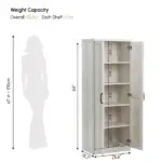 HOMCOM 63 Inch Kitchen Pantry Cabinet Storage with 5-Tier Shelving 2 Adjustable Shelves, Antique White - Image 3
