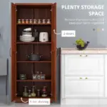 HOMCOM 63 Inch Kitchen Pantry Storage Cabinet with Doors and Shelves, Tall Kitchen Cabinet with 2 Doors and 5-tier Shelving - Image 4