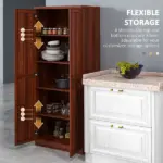 HOMCOM 63 Inch Kitchen Pantry Storage Cabinet with Doors and Shelves, Tall Kitchen Cabinet with 2 Doors and 5-tier Shelving - Image 5