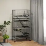 63 Inch Mobile Small Animal Habitat with Hammock, 6 Access Doors and Removable Tray - Image 2