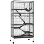 63 Inch Mobile Small Animal Habitat with Hammock, 6 Access Doors and Removable Tray - Image 11
