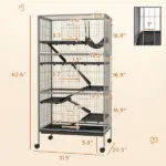 63 Inch Mobile Small Animal Habitat with Hammock, 6 Access Doors and Removable Tray - Image 3