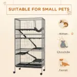 63 Inch Mobile Small Animal Habitat with Hammock, 6 Access Doors and Removable Tray - Image 4