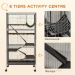 63 Inch Mobile Small Animal Habitat with Hammock, 6 Access Doors and Removable Tray - Image 6