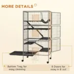 63 Inch Mobile Small Animal Habitat with Hammock, 6 Access Doors and Removable Tray - Image 7
