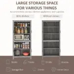64" 4-Door Kitchen Pantry, Freestanding Storage Cabinet with 3 Adjustable Shelves for Kitchen, Gray Oak - Image 4