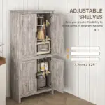 64" 4-Door Kitchen Pantry, Freestanding Storage Cabinet with 3 Adjustable Shelves for Kitchen, Gray Oak - Image 5