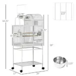 64 Inch Bird Cage for Medium Small Parrots Cockatiel Cages Budgies Lovebirds Parrotlets with Rolling Stand - Image 3