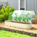 Outsunny 6.4' x 2' x 1' Galvanized Raised Garden Bed Kit, Metal Planter Box with Safety Edging, Cream - Image 2