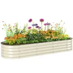 Outsunny 6.4' x 2' x 1' Galvanized Raised Garden Bed Kit, Metal Planter Box with Safety Edging, Cream - Image 11