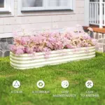 Outsunny 6.4' x 2' x 1' Galvanized Raised Garden Bed Kit, Metal Planter Box with Safety Edging, Cream - Image 7